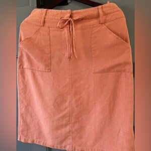 Aygill’s Women's Coral Midi Pencil Linen Skirt Size 40.